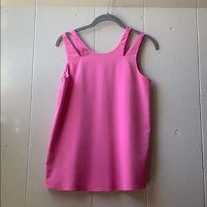 Hot pink tank with cut out detail